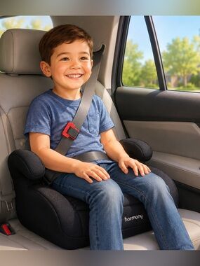 Harmony Youth Booster Seat Granite Black Belt Positioning Car Seat 30-100 lbs